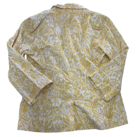 Skies‎ Are Blue Blazer Womens Small Yellow Linen Blend Lightweight Floral Jacket - Picture 2 of 9